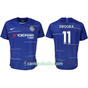 Camisolas de Futebol Chelsea DROGBA 11 Equipamento Principal 2018/19 Manga Curta